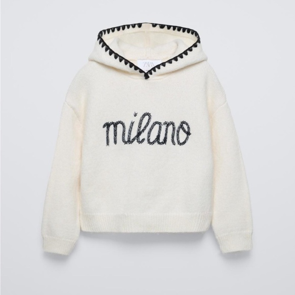 ZARA Girls Milano Embroidered Hoodie – Size 11/12 (152 cm)
